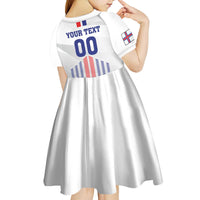 Custom Faroe Islands Football Kid Short Sleeve Dress Go Champion White Version