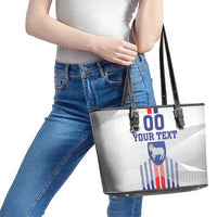 Custom Faroe Islands Football Leather Tote Bag Go Champion White Version