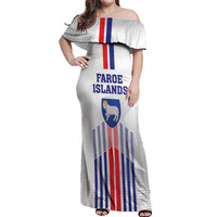 Custom Faroe Islands Football Off Shoulder Maxi Dress Go Champion White Version