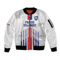 Custom Faroe Islands Football Sleeve Zip Bomber Jacket Go Champion White Version