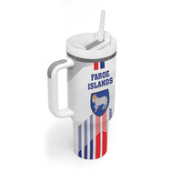 Custom Faroe Islands Football Tumbler With Handle Go Champion White Version