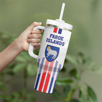 Custom Faroe Islands Football Tumbler With Handle Go Champion White Version