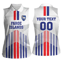 Custom Faroe Islands Football Women Sleeveless Polo Shirt Go Champion White Version