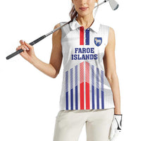 Custom Faroe Islands Football Women Sleeveless Polo Shirt Go Champion White Version