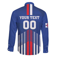 Custom Faroe Islands Football Family Matching Long Sleeve Bodycon Dress and Hawaiian Shirt Go Champion Blue Version