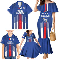 Custom Faroe Islands Football Family Matching Mermaid Dress and Hawaiian Shirt Go Champion Blue Version