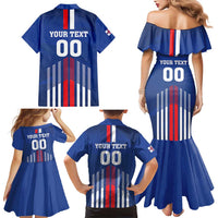 Custom Faroe Islands Football Family Matching Mermaid Dress and Hawaiian Shirt Go Champion Blue Version