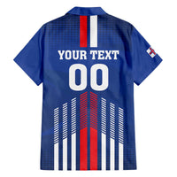 Custom Faroe Islands Football Family Matching Off The Shoulder Long Sleeve Dress and Hawaiian Shirt Go Champion Blue Version