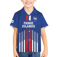 Custom Faroe Islands Football Family Matching Off The Shoulder Long Sleeve Dress and Hawaiian Shirt Go Champion Blue Version