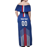 Custom Faroe Islands Football Family Matching Off Shoulder Maxi Dress and Hawaiian Shirt Go Champion Blue Version