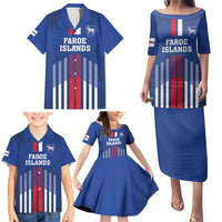 Custom Faroe Islands Football Family Matching Puletasi and Hawaiian Shirt Go Champion Blue Version
