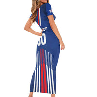 Custom Faroe Islands Football Family Matching Short Sleeve Bodycon Dress and Hawaiian Shirt Go Champion Blue Version