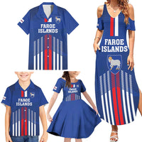 Custom Faroe Islands Football Family Matching Summer Maxi Dress and Hawaiian Shirt Go Champion Blue Version