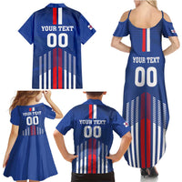 Custom Faroe Islands Football Family Matching Summer Maxi Dress and Hawaiian Shirt Go Champion Blue Version