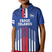 Custom Faroe Islands Football Kid Polo Shirt Go Champion Blue Version