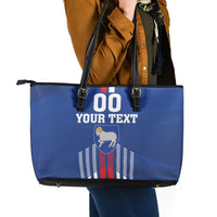 Custom Faroe Islands Football Leather Tote Bag Go Champion Blue Version