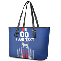 Custom Faroe Islands Football Leather Tote Bag Go Champion Blue Version