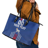 Custom Faroe Islands Football Leather Tote Bag Go Champion Blue Version