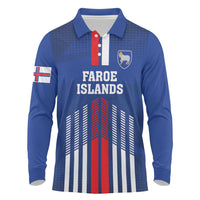 Custom Faroe Islands Football Long Sleeve Polo Shirt Go Champion Blue Version
