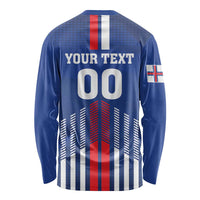 Custom Faroe Islands Football Long Sleeve Shirt Go Champion Blue Version