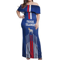 Custom Faroe Islands Football Off Shoulder Maxi Dress Go Champion Blue Version