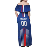 Custom Faroe Islands Football Off Shoulder Maxi Dress Go Champion Blue Version