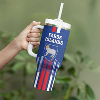 Custom Faroe Islands Football Tumbler With Handle Go Champion Blue Version