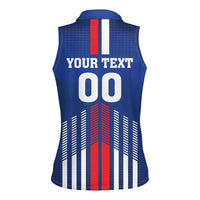 Custom Faroe Islands Football Women Sleeveless Polo Shirt Go Champion Blue Version