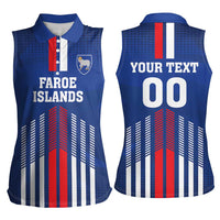 Custom Faroe Islands Football Women Sleeveless Polo Shirt Go Champion Blue Version