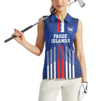 Custom Faroe Islands Football Women Sleeveless Polo Shirt Go Champion Blue Version