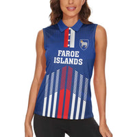 Custom Faroe Islands Football Women Sleeveless Polo Shirt Go Champion Blue Version