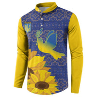 Ukraine Peace Dove Button Sweatshirt Ukraine Sunflower With Folk Patterns - Wonder Print Shop