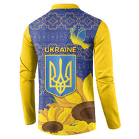 Ukraine Peace Dove Button Sweatshirt Ukraine Sunflower With Folk Patterns - Wonder Print Shop