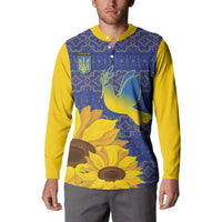 Ukraine Peace Dove Button Sweatshirt Ukraine Sunflower With Folk Patterns - Wonder Print Shop