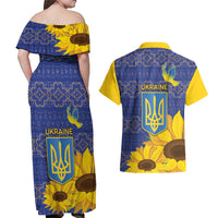 Ukraine Peace Dove Couples Matching Off Shoulder Maxi Dress and Hawaiian Shirt Ukraine Sunflower With Folk Patterns - Wonder Print Shop