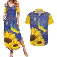 Ukraine Peace Dove Couples Matching Summer Maxi Dress and Hawaiian Shirt Ukraine Sunflower With Folk Patterns - Wonder Print Shop