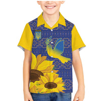 Ukraine Peace Dove Family Matching Mermaid Dress and Hawaiian Shirt Ukraine Sunflower With Folk Patterns - Wonder Print Shop
