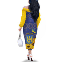 Ukraine Peace Dove Family Matching Off The Shoulder Long Sleeve Dress and Hawaiian Shirt Ukraine Sunflower With Folk Patterns - Wonder Print Shop