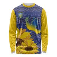 Ukraine Peace Dove Long Sleeve Shirt Ukraine Sunflower With Folk Patterns - Wonder Print Shop