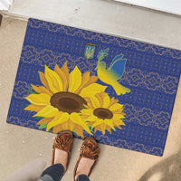 Ukraine Peace Dove Rubber Doormat Ukraine Sunflower With Folk Patterns - Wonder Print Shop