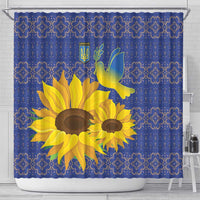 Ukraine Peace Dove Shower Curtain Ukraine Sunflower With Folk Patterns