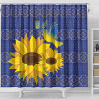 Ukraine Peace Dove Shower Curtain Ukraine Sunflower With Folk Patterns