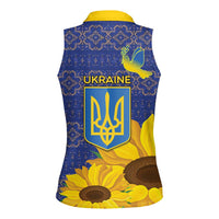 Ukraine Peace Dove Women Sleeveless Polo Shirt Ukraine Sunflower With Folk Patterns - Wonder Print Shop