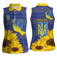 Ukraine Peace Dove Women Sleeveless Polo Shirt Ukraine Sunflower With Folk Patterns - Wonder Print Shop