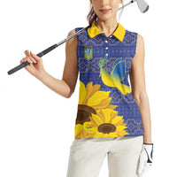 Ukraine Peace Dove Women Sleeveless Polo Shirt Ukraine Sunflower With Folk Patterns - Wonder Print Shop