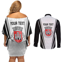 Personalized Castelo Branco Portugal Couples Matching Off Shoulder Short Dress and Long Sleeve Button Shirt Sporty Style - Wonder Print Shop