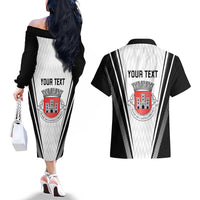 Personalized Castelo Branco Portugal Couples Matching Off The Shoulder Long Sleeve Dress and Hawaiian Shirt Sporty Style - Wonder Print Shop