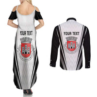 Personalized Castelo Branco Portugal Couples Matching Summer Maxi Dress and Long Sleeve Button Shirt Sporty Style - Wonder Print Shop