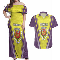Personalized Coimbra Portugal Couples Matching Off Shoulder Maxi Dress and Hawaiian Shirt Sporty Style - Wonder Print Shop