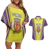 Personalized Coimbra Portugal Couples Matching Off Shoulder Short Dress and Hawaiian Shirt Sporty Style - Wonder Print Shop
